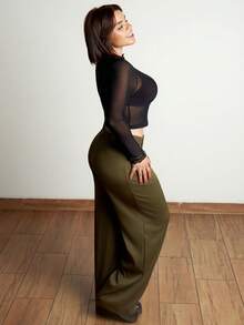 Lupita Cardoza Long Sleeve Mesh Black Sheer Top - Black - View 6