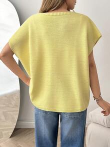EURMUSE Shimmering Sequin Knit V-Neck Loose-Fit Cardigan - Yellow - View 4