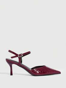 CUCCOO SZL 2026 Spring And Summer New Fashion European And American Style Pointed Toe Rear Thin Heel Shoes Temperament Buckle Women's Sandals - Burgundy - View 2