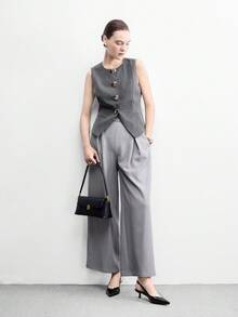 CUCCOO BIZCHIC Women's New Pointed Toe Black Matte Metal Buckle Backstrap Open Back Fashion Commuter Minimalist Versatile Stiletto High Heel Sandals - Black - View 6