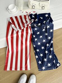 Comfortcana Pantalones casuales con cordón y estampado de bandera estadounidense para el 4 de julio, Día de la Independencia, tallas grandes, primavera/verano - Multicolor - Ver 5