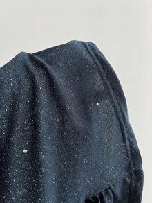 Elamini Women's Halter Neck Glitter Strap Camisole, Sexy Chic Style - Navy Blue - View 4