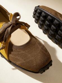 CUCCOO EASI Women's Lace-Up Design Casual Comfortable Sneakers For Daily Wear - Brown - View 6