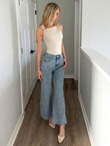 Sydney Algeri MOD Women Casual Everyday Regular Fit Jeans,Jeans Women, Baggy Jeans Women, Cowgirl, St Patrick Day, Streetwear For Women,Sparkly Baggy Jeans, Wide Leg Pants - Medium Wash - View 5