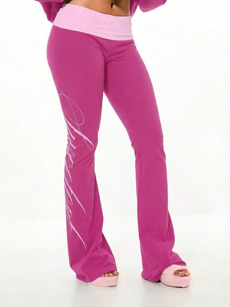 SUMWON WOMEN Flare Pants With Fold Over Waistband