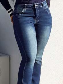 Tyla Gomez Jeans de pierna amplia efecto bigote - Azul lavado oscuro - Ver 5