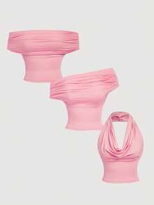SHEIN MOD Set de 3 camisetas de tirantes versátiles para mujer en verano - Multicolor - Ver 6