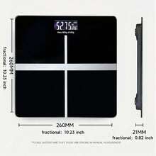 1PC Digital Body Weight Scale With Glass Panel, Black Weight Scale, Accurate Household Weighing Tool For Home, Adult Health Weighing Device, Compact - Black - View 11