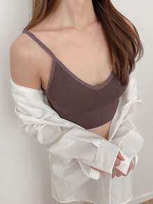 DAZY Women's V-Neck Camisole Vest, Sexy Backless Seamless Versatile Undershirt - Brown - View 4