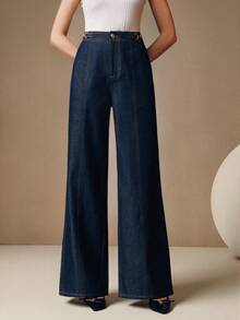 Anewsta Quần nữ cạp cao mới với thiết kế trang trí dây xích, phù hợp cho mùa xuân, mùa hè, đi chơi, dự tiệc, lễ hội. - Màu xanh lam - Xem 4