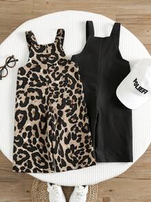 TaviRue 2pcs/Set Baby Girl Casual Chic Leopard Print Jumpsuit - Multicolor - View 2