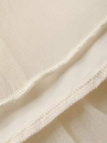 DAZY 女士优雅蕾丝拼接立领泡泡袖连衣裙，秋季婚礼宾客礼服/吊带裙 - 米色 - 查看 7