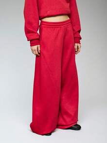 COUREZ 低腰滑板裤/Y2K冬季女装阔腿裤/夏季女装舒适运动套装 - 紅色 - 查看 5