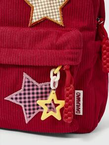 ROMWE Kawaii 个性化迷你儿童背包书包、学校书包、学校背包、轻便、经典休闲、可爱、适合青少年女孩、女士、大学生、初中、高中、户外、旅行、郊游、度假、小学 - 紅色 - 查看 3