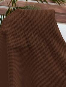 SHEIN Maternity Solid Color Round Neck Casual Versatile Short Sleeve T-Shirt, Summer - Coffee Brown - View 7