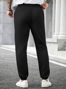 Manfinity CasualCool 男士成熟休闲裤，黑色斜纹布面料，通勤百搭，时尚舒适，送给男友/老公/周年纪念礼物 - 黑色 - 查看 2