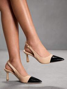 CUCCOO SZL Women's Pointed Toe Buckle Design Fashionable High Heels, Versatile For Daily Wear - Apricot - View 3