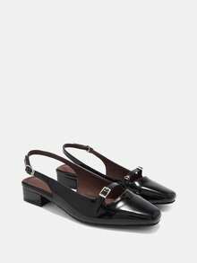 CUCCOO BIZCHIC Giày sandal quai hậu khoét lỗ kiểu Pháp thanh lịch dành cho nữ, kiểu dáng retro mới, gót thấp, đế vừa phải, gót dày, thích hợp đi làm. - màu đen - View 7