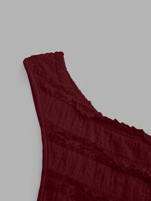 Sweetra 1 Bộ áo crop top không tay màu trắng có khóa thắt lưng và chân váy xếp ly ngắn màu trắng, phong cách tối giản - Màu Đỏ Sâu - Xem 7