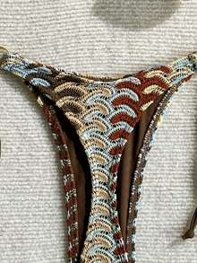 Swim Vcay Spring/Summer Knit Jacquard Side Drawstring Women Beach Vacation Travel Swimming Bottoms - Multicolor - View 4