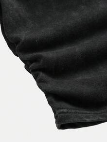 SHEIN Tween Girls' Casual Everyday Street Slim Fit Short Sleeve Round Neck T-Shirt And Wide Leg Pants Knit Set, Washed Fabric, Gray, Butterfly Print - Dark Grey - View 4