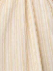 Nöista Áo hai dây cổ yếm kẻ sọc màu vàng, trắng và xám nhạt, kiểu dáng rộng rãi với nút thắt phía trước. - Hồng - Xem 7