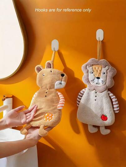 Joivida 可爱动物图案手巾，超柔软珊瑚绒面料 - 速干吸水挂式毛巾，适用于浴室、厨房、家居