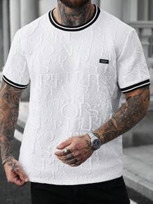 Manfinity CasualCool Áo thun nam cổ bẻ và tay áo phối màu tương phản, phong cách cổ điển, thích hợp mặc hàng ngày, đi chơi cuối tuần, hoạt động ngoài trời, du lịch, môi trường làm việc thoải mái hoặc các dịp bán trang trọng, quà tặng cho bạn trai/chồng, quà kỷ niệm/sinh nhật, tiệc tùng, kỳ nghỉ hè, đám cưới, từ xuân sang hè, lễ hội Mardi Gras. Áo thun nam cổ tròn in chữ nổi hiện đại, tay ngắn màu trắng, thời trang mùa hè, áo thun trắng in hình, áo thun trắng nam, áo thun nam thường ngày, áo thun nam có họa tiết. - trắng - Xem 4