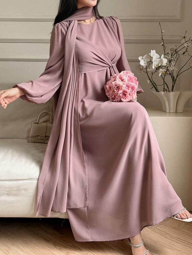 Women's Loose Headscarf Style Tie-Up Long Dress Sun Dresses For Women