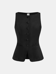 Firerie Kids Tween Girls Black Waist Cinched 2 Pieces Set: Shirt Camisole & Relaxed Fit Pants, Casual Daily Commute Versatile Fashion Outfit For Sisters Photo Shoot - Black - View 3