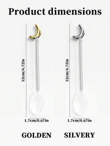 Joivida Moon Glass Mixing Spoon, Creative Milk Dessert Glass Spoon - Multicolor - View 4