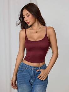 SHEIN PETITE 4件装女士紧身露脐休闲吊带背心，适合夏季返校季穿着 - 彩色 - 查看 10