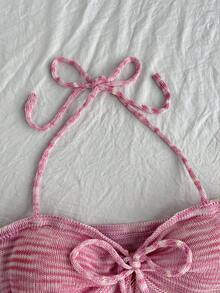 SHEIN SunnyBelle Y2K 女士休闲度假海岛沙滩渐变网眼镂空吊带针织背心，春夏款 - 彩色 - 查看 5