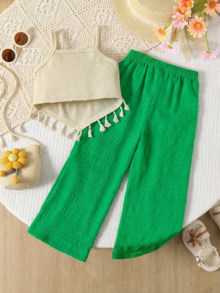 トップス 3D embroidery dot camisole SHEIN 2pcs Girls Summer 3D Embroidery Decor Camisole Top With