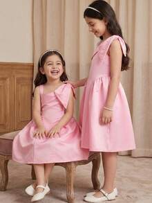 Glamorique Kids 法式新款女童连衣裙，女童生日派对晚礼服，优雅公主裙，适合主持、走秀、钢琴演奏会等场合，高端蓬蓬裙 - 藕粉色 - 查看 7