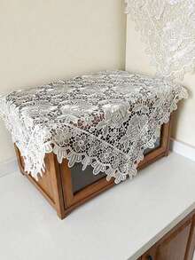 Cirelle 花卉图案蕾丝桌布刺绣水溶性透明涤纶桌垫咖啡茶餐桌罩家居厨房装饰婚礼订婚派对乔迁礼物春夏下午茶庆祝活动装饰 - 白色 - 查看 5