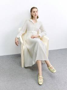 CUCCOO BIZCHIC 复古玛丽珍鞋，女士镂空平底鞋，时尚舒适，四季皆宜，秋冬季圣诞节必备 - 鵝黃色 - 查看 6