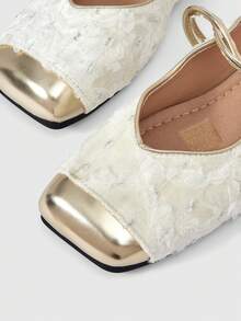 ROMWE Kawaii 2024 Summer New Women Mule Slippers, Square Toe Slip-On Flats - Beige - View 5