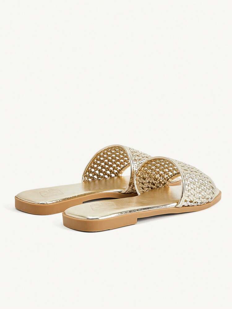 CUCCOO CHICEST Women's Woven Slip-On Sandals, Casual Beach Wear, Open Toe Summer Shoes Wedding Shoes Bride Shoes