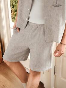 SWAVVY Men's Embroidered Shirt Set, Spring/Summer - Apricot - View 6