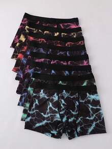 8pcs/Pack Tween Boys' Graffiti Print Boxer Briefs, Stylish & Cool - Multicolor - View 1