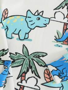 Cozy Pixies 男童卡通动物印花柔软针织圆领短袖上衣和松紧腰短裤两件套贴身睡衣套装 - 彩色 - 查看 9