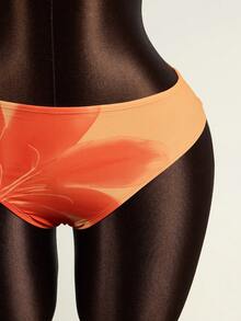 Zestiva Women's Floral Print Halter Tie Back Sexy Bikini 3-Piece Set, Beach Vacation - Orange - View 7