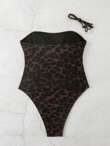 Swim Chiccia Women's Leopard Print Sexy Spaghetti Strap One Piece Swimsuit For Beach Vacation - Multicolor - View 4