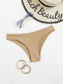 Swim Basics 女士纯色简约日常泳裤 - 米色 - 查看 5