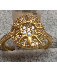 Glisma 女士单枚戒指，服饰搭配，复古风格，金属质感，宝石镶嵌，适合妈妈/女士/女孩/母亲，高端，复古，优雅 - 金色 - 查看 10