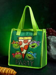 TEENAGE MUTANT NINJA TURTLES | SHEIN 1. Túi đựng cơm trưa cách nhiệt in họa tiết, giữ ấm hoặc giữ lạnh thức ăn, túi dã ngoại, dung tích lớn, có thể đựng hộp cơm và đồ uống, thích hợp cho dã ngoại, cắm trại, du lịch, sử dụng gia đình, phù hợp cho gia đình, pizza. - màu xanh lá - Xem 3