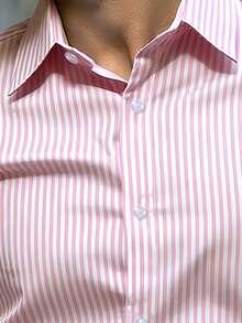 Manfinity Mode Camisa de manga larga a rayas de vestir informal para hombres - Rosa Pálido - Ver 3