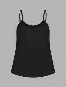 SHEIN EZwear 3件套加大码女式褶皱宽松吊带背心，黑色+雾霾蓝+黑白格子图案，可调节肩带，适合春夏穿着 - 彩色 - 查看 7