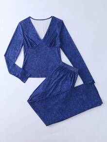 女士休闲套装 - 藍色 - 查看 1